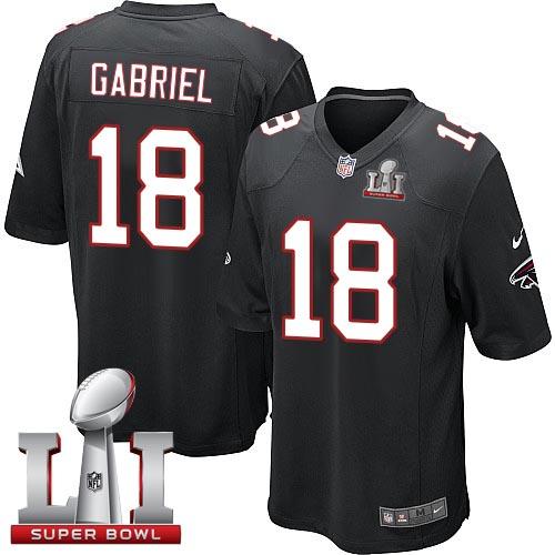 Nike Falcons #18 Taylor Gabriel Black Alternate Super Bowl LI 51 Youth Stitched NFL Elite Jersey